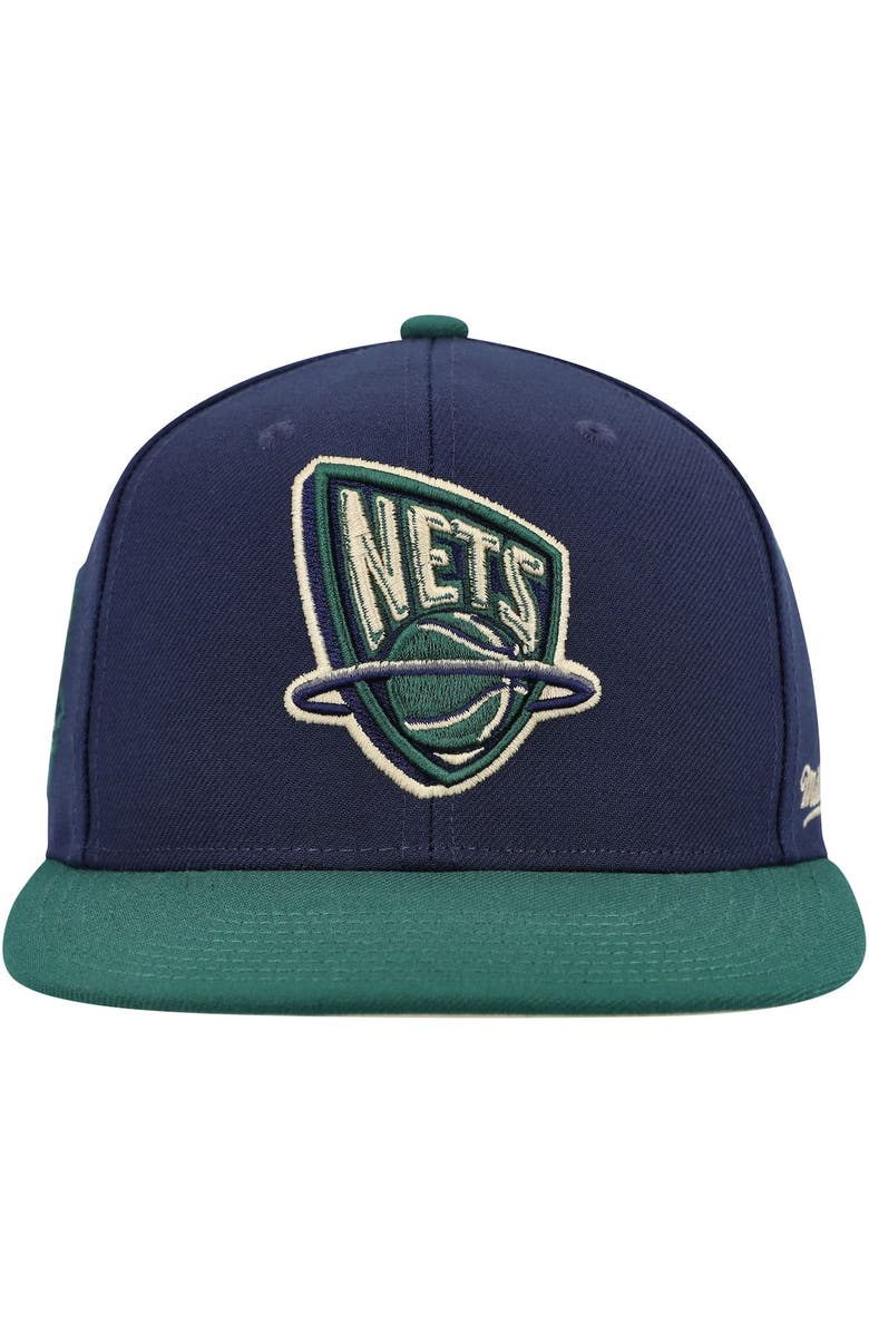 Mitchell & Ness Men's Mitchell & Ness Navy/Green New Jersey Nets 35th Anniversary Hardwood Classics Grassland Fitted Hat, Alternate, color, Navy