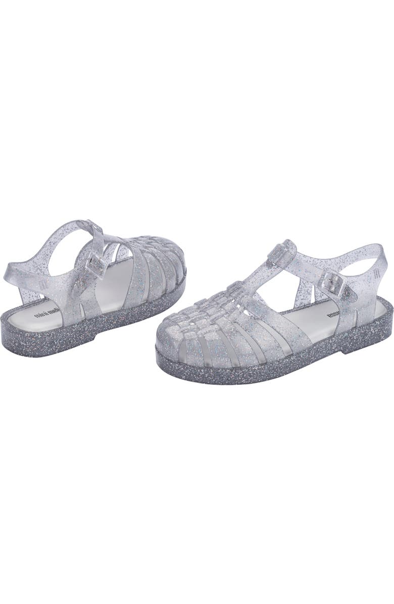 Mini Melissa Kids' Mini Posession Jelly Fisherman Sandal, Alternate, color, Glitter Clear Silver