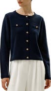 Lilysilk Wool Button-Front Sweater Lady Jacket
