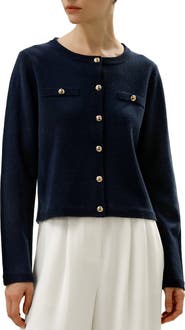 Lilysilk Wool Button-Front Sweater Lady Jacket