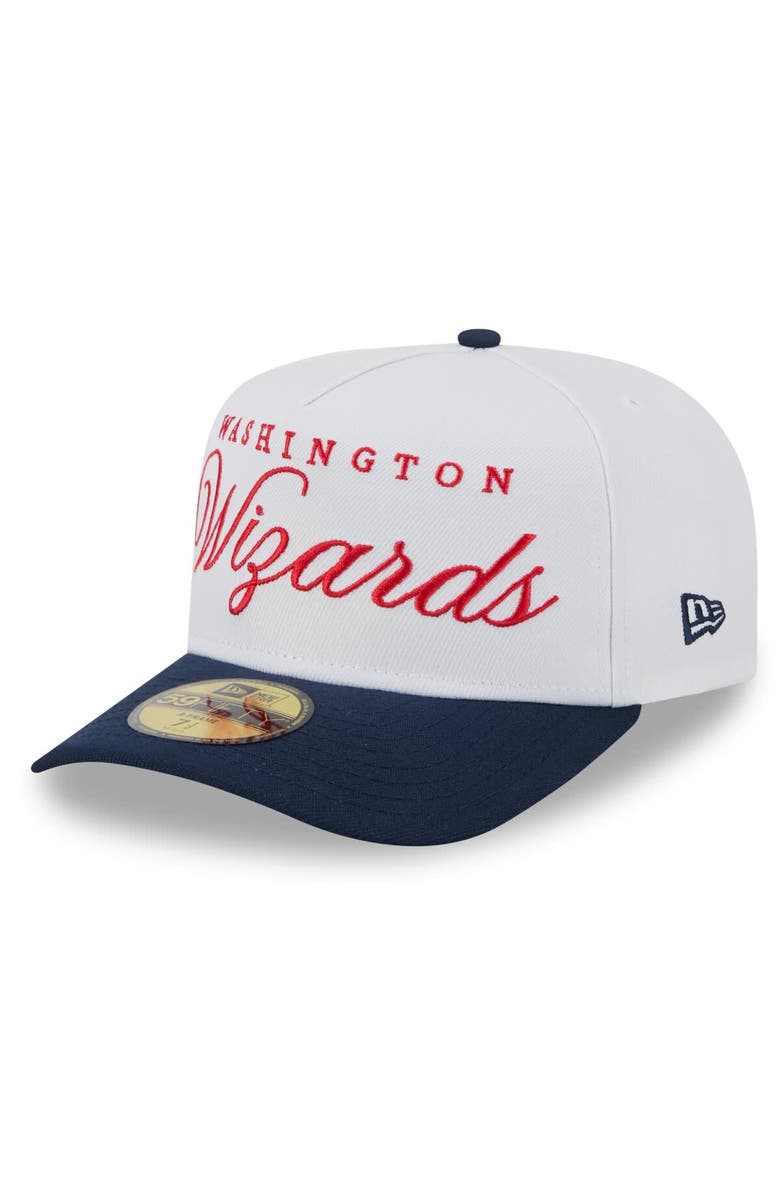New Era Men's New Era White/Navy Washington Wizards 2025 NBA Draft A-Frame 59FIFTY Fitted Hat, Alternate, color, White