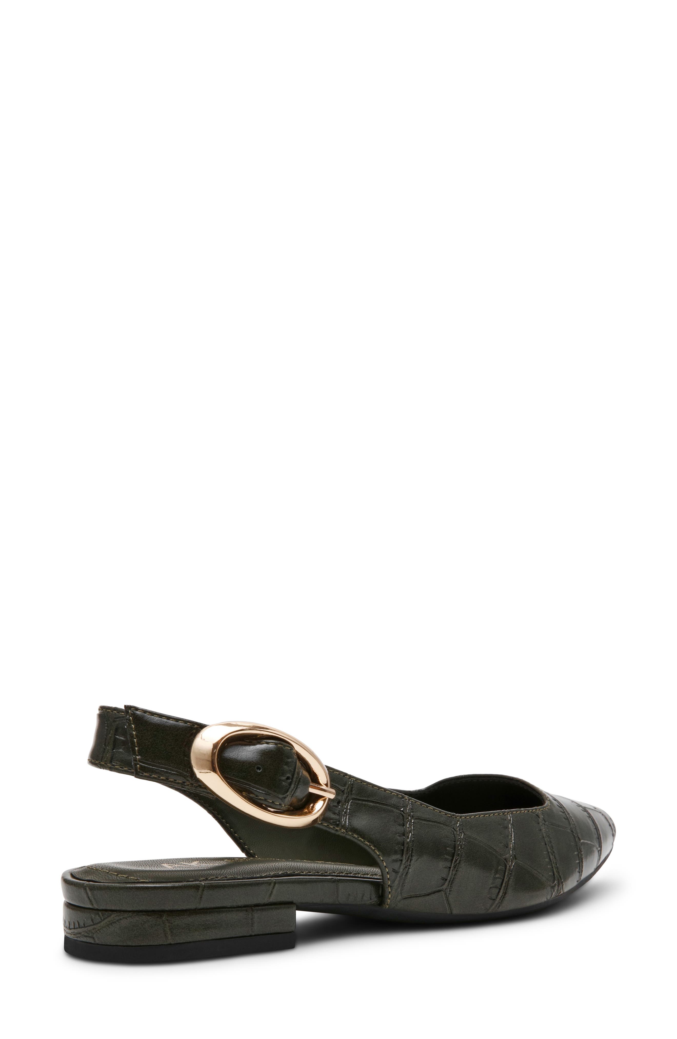 Kalil Faux Leather Slingback Pointed Toe Flat, Alternate, color, OLIVE