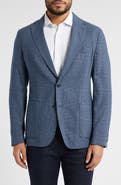 BOSS Hanry Slim Fit Blue Glen Check Stretch Wool Sport Coat
