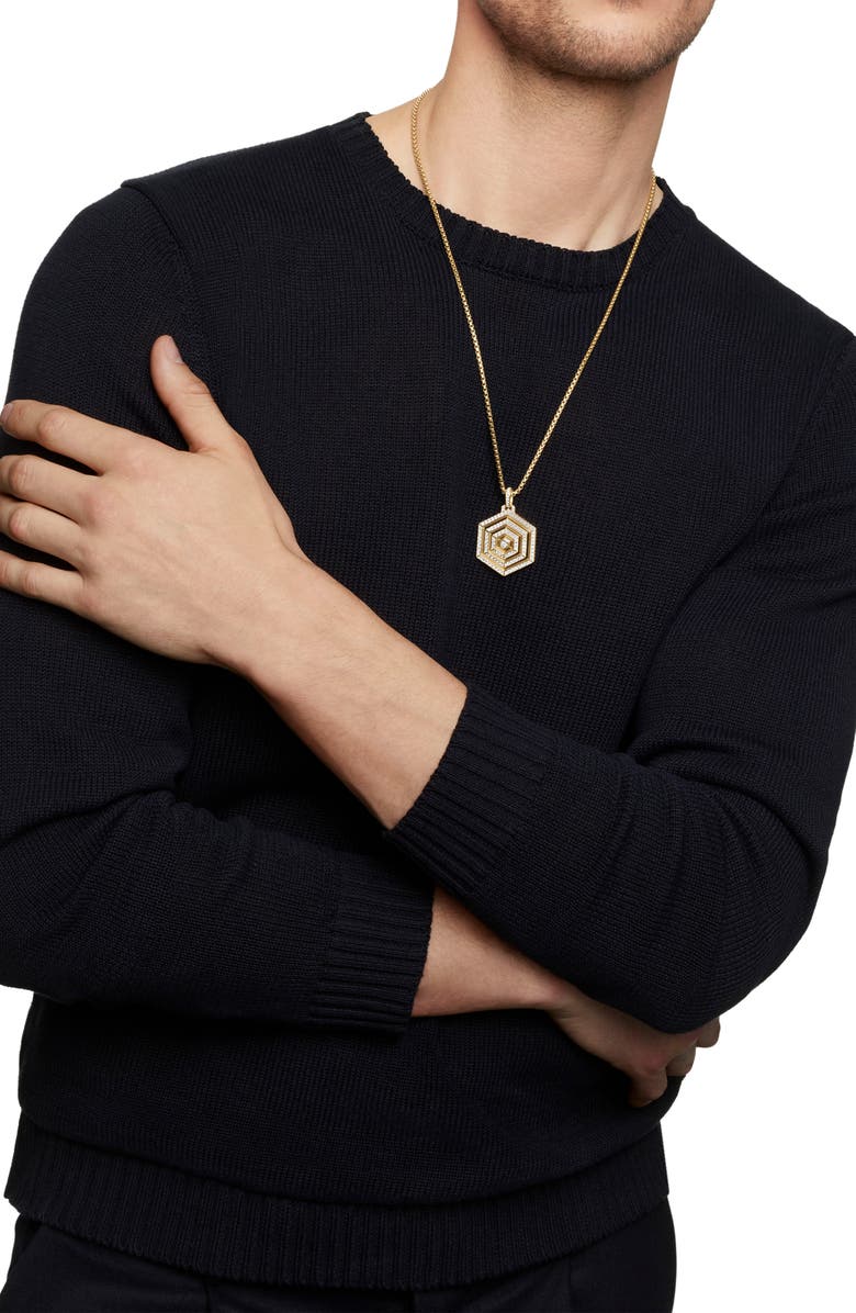 David Yurman Carlyle Pendant in 18K Yellow Gold with Full Pavé Diamonds, Alternate, color, 18K Yellow Gold