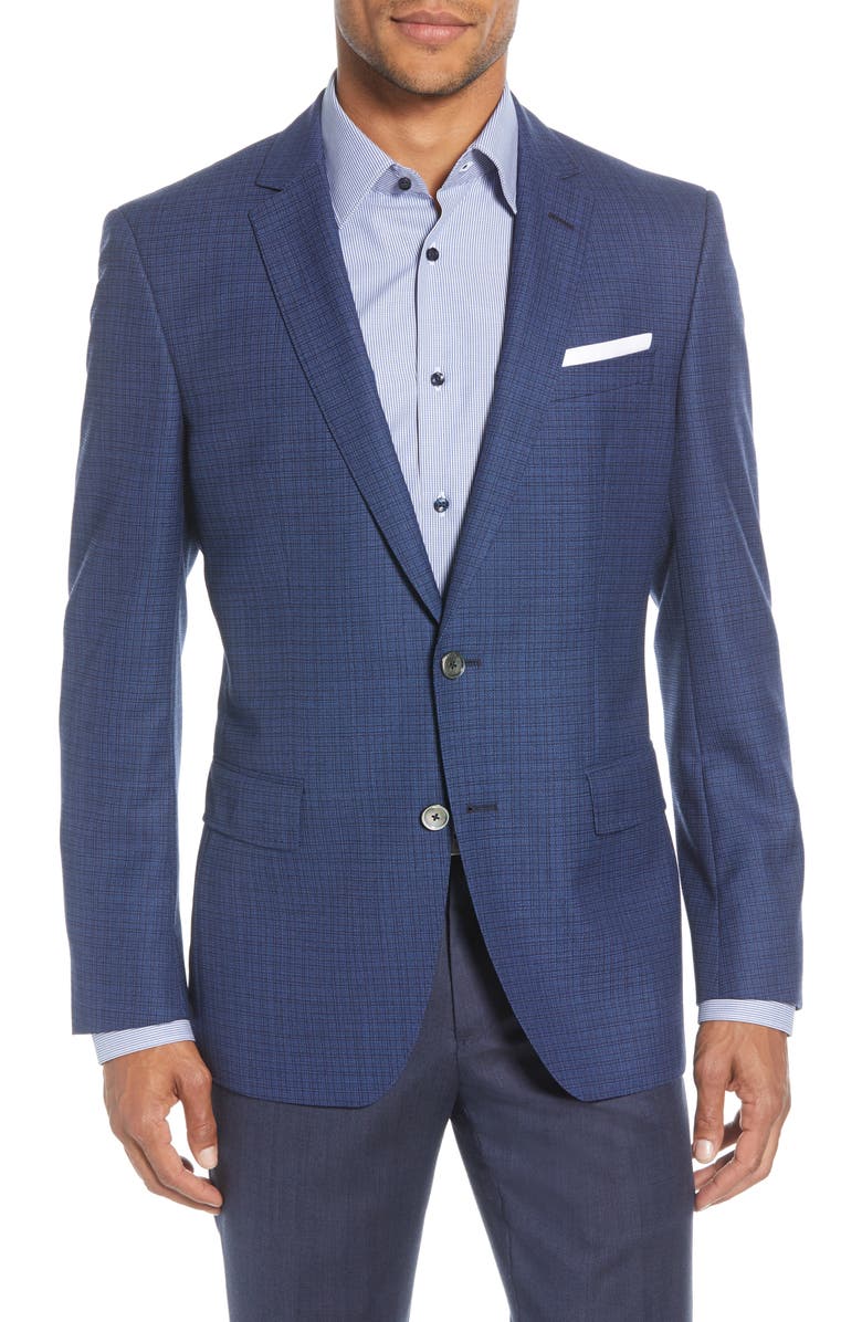 BOSS Hutsons Trim Fit Check Wool Sport Coat, Main, color, 