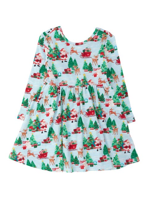 Knit Long Sleeve Twirl Dress (Little Kid))