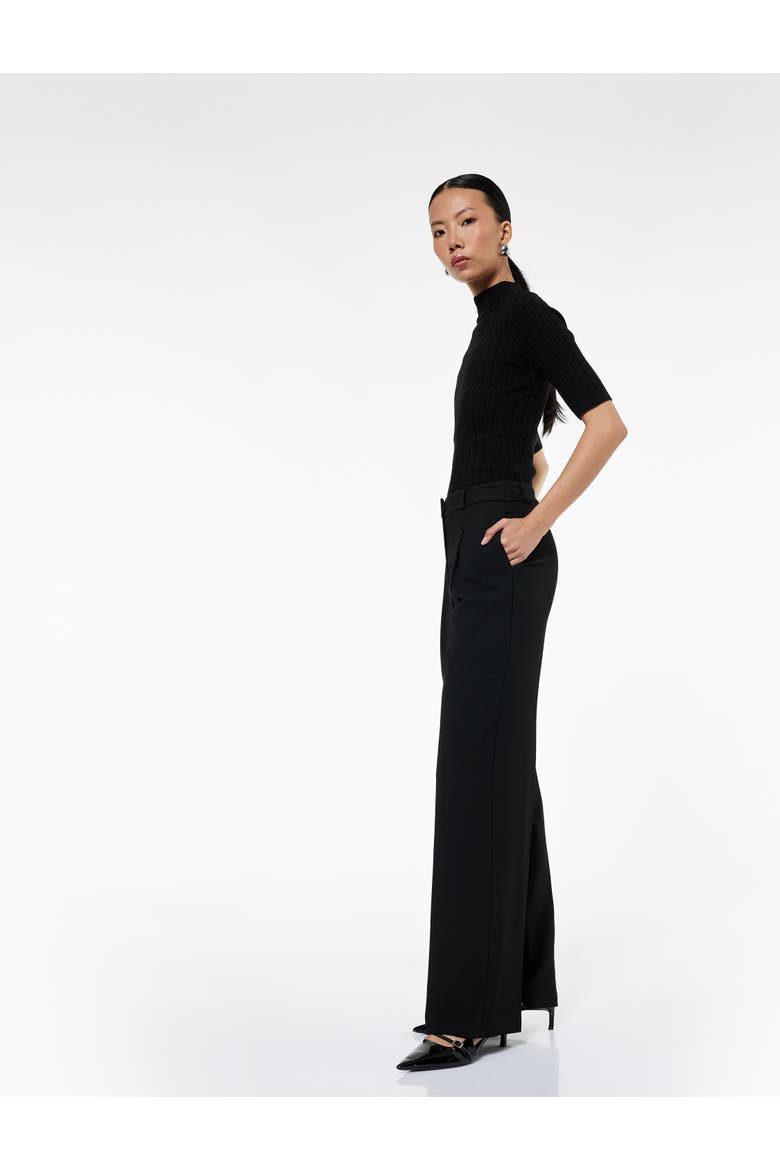Mid Rise Pleated Tailored Trousers with Pocket, Alternate, color, BLACK