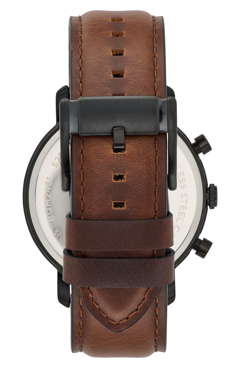 Fossil Luther Chronograph Leather Strap Watch, 44mm, Alternate, color, Brown/ Black