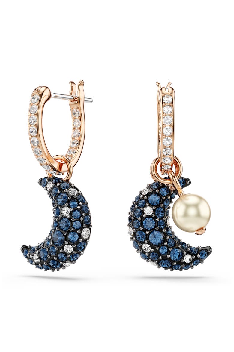 Sublima Luna Drop Earrings, Main, color, ROSE GOLD/BLUE