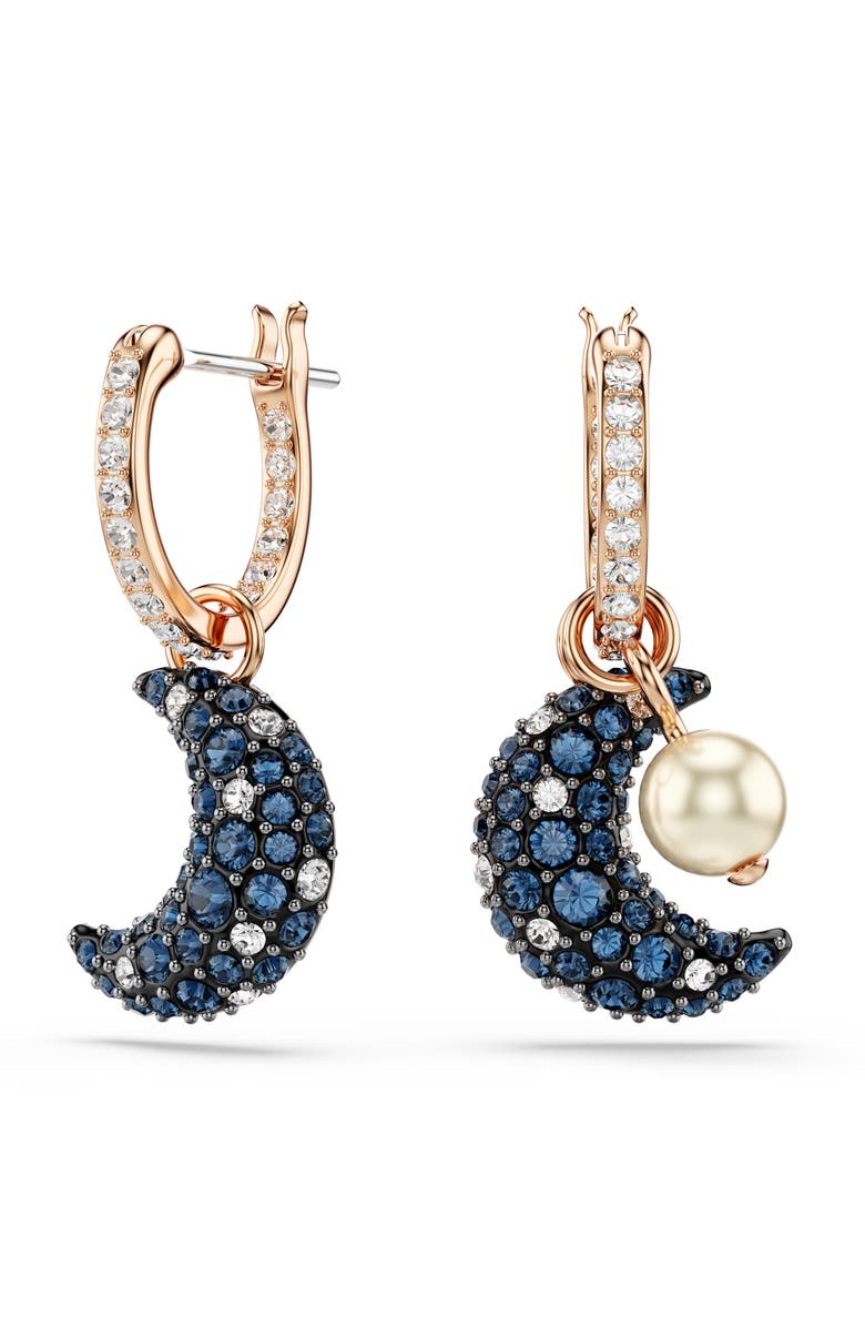 Swarovski Sublima Luna Drop Earrings, Main, color, Rose Gold/Blue