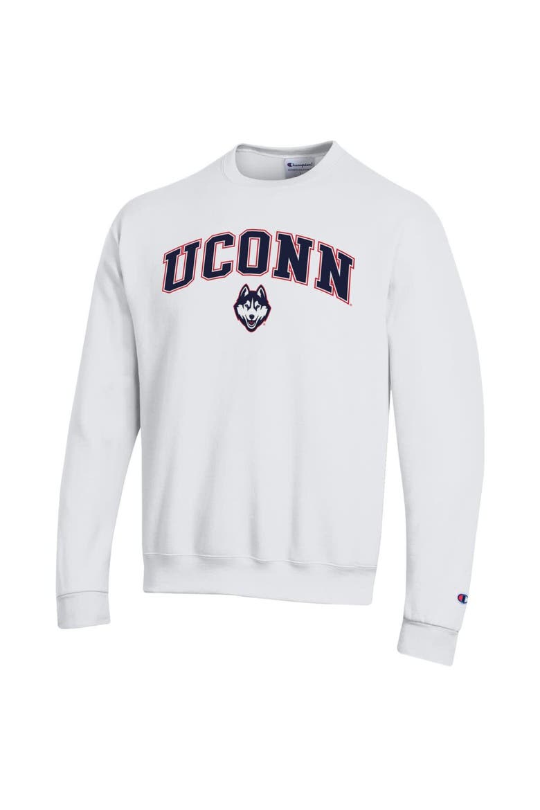 Men's Champion  White UConn Huskies Arch Over Logo Pullover Sweatshirt, Alternate, color, White