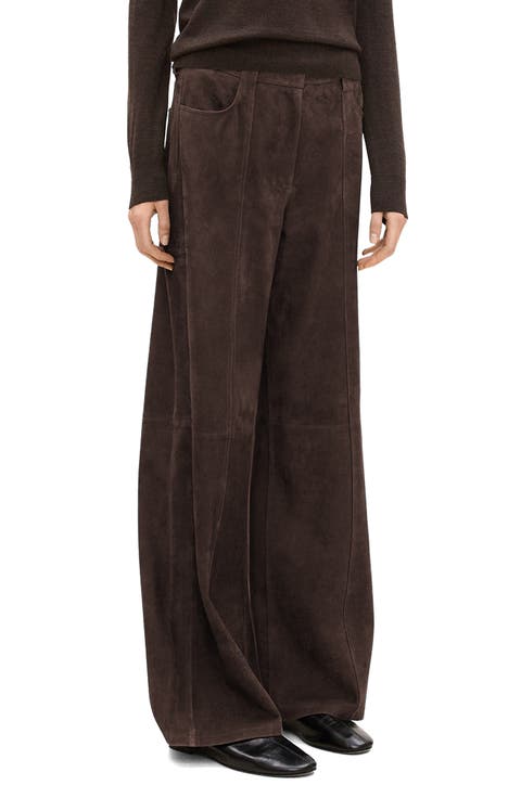 Wide Leg Suede Jeans