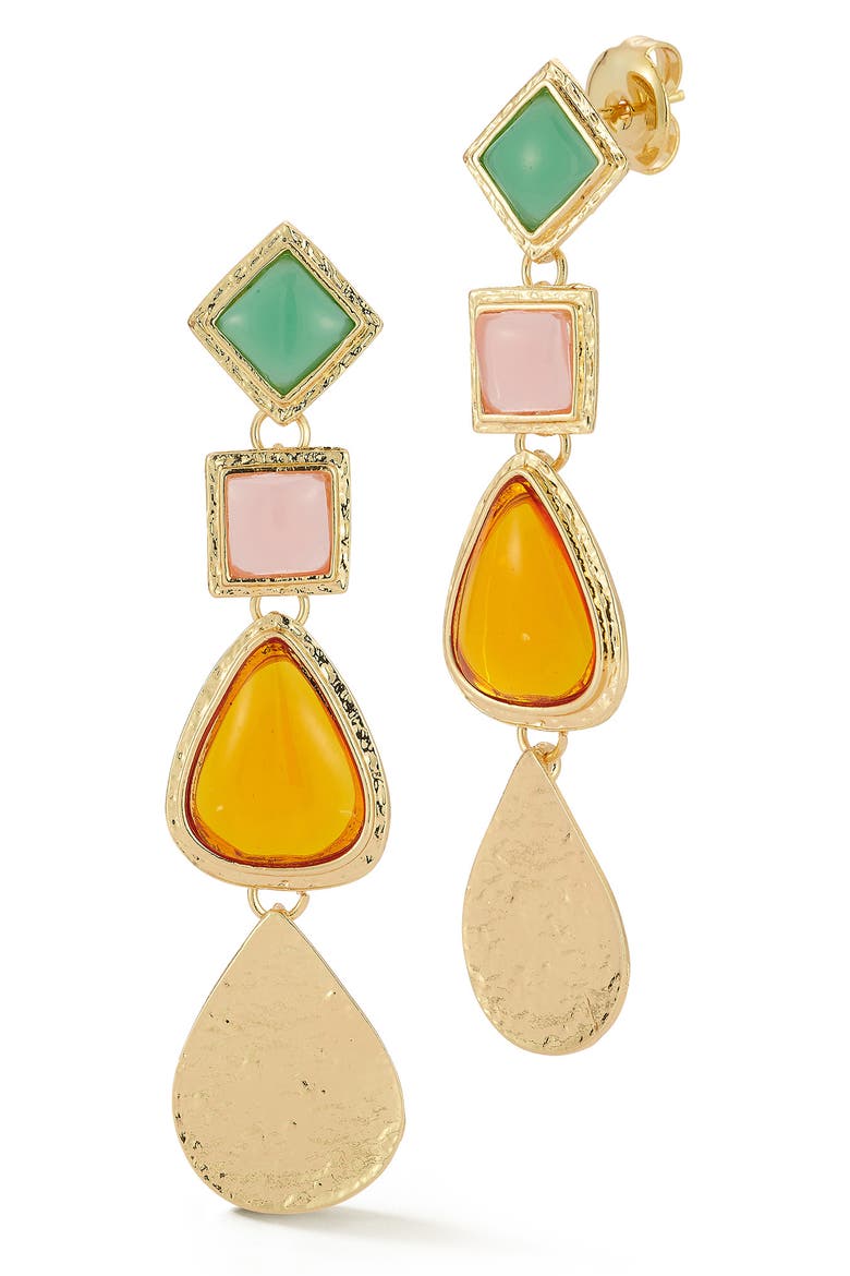 CZ Drop Earrings, Main, color, GOLD