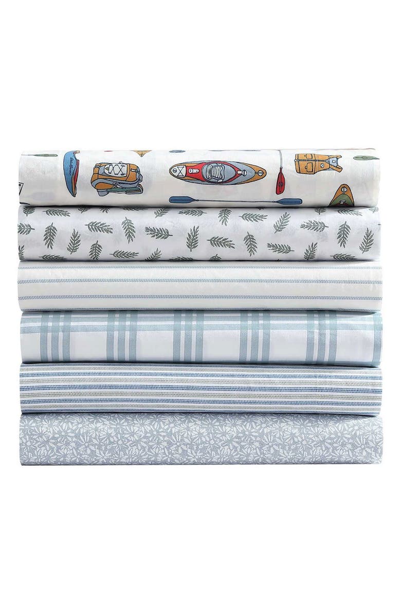 Eddie Bauer Kayak Adventure Cotton Sheet Set, Alternate, color, White/ Red/ Blue