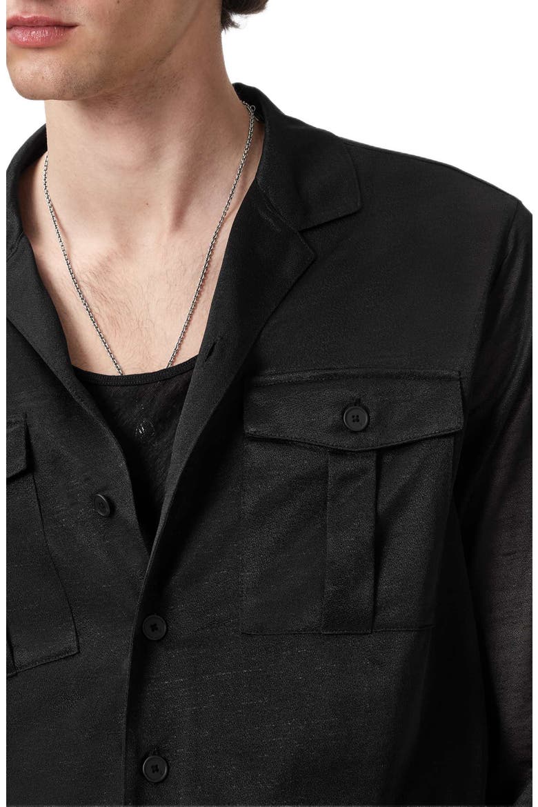 Sintra Summer Military Button-Up Shirt, Alternate, color, BLACK