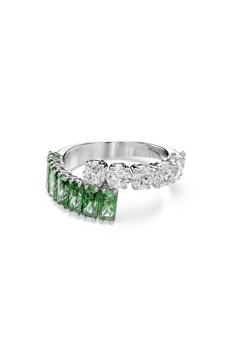 Swarovski Matrix Bypass Ring, Main, color, Green/ Silver