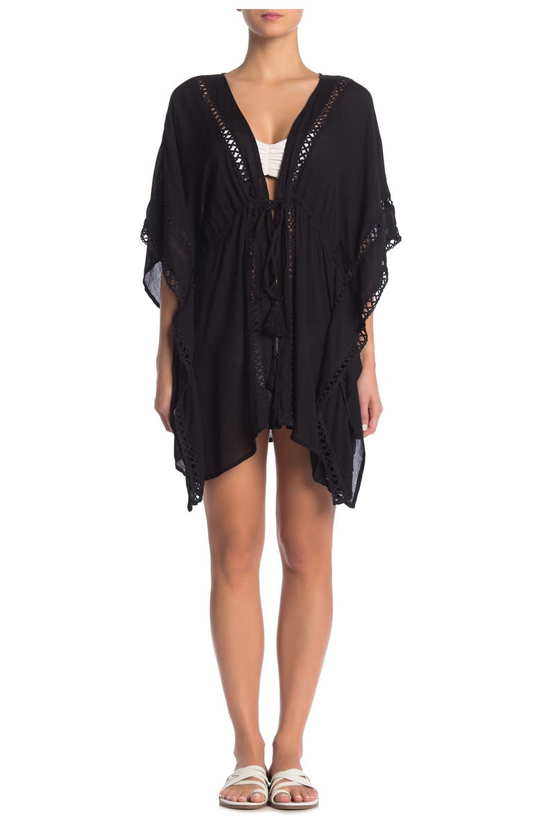 BOHO ME Solid Lace Trim Cover-Up, Alternate, color,