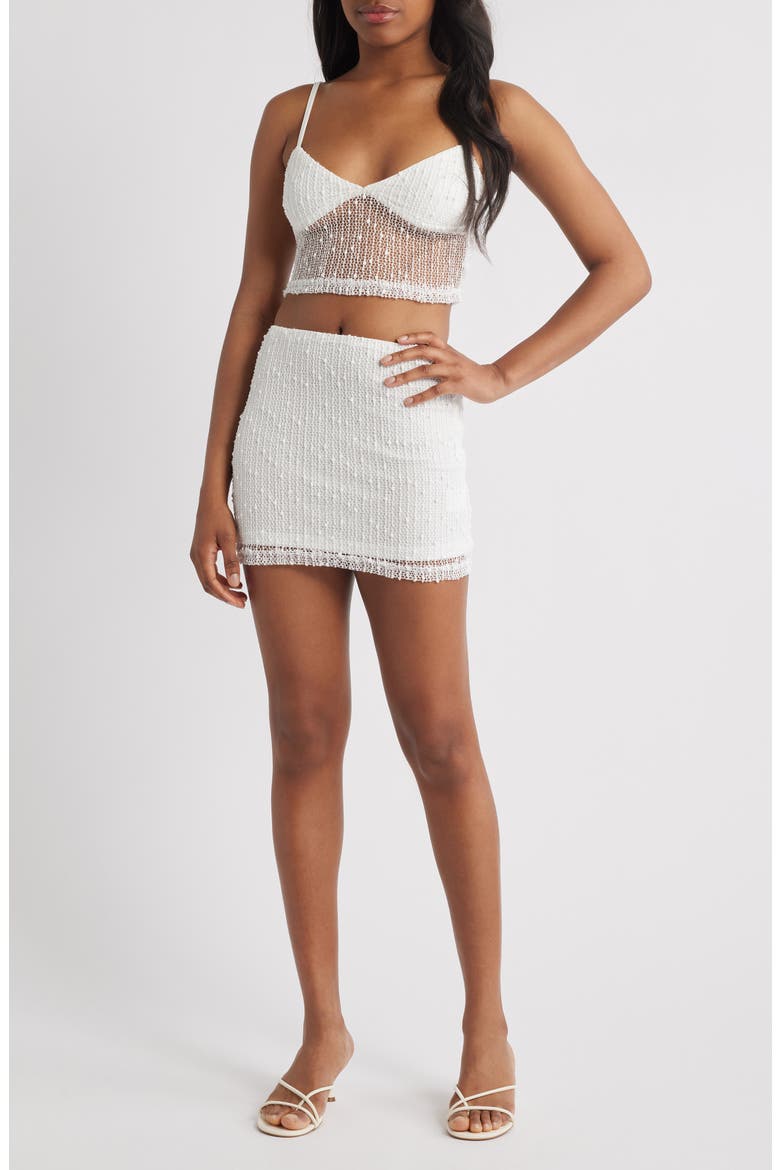 Aarti Openwork Camisole & Skirt Set, Main, color, WHITE