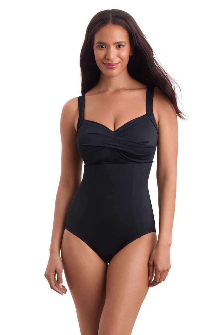 Twist Bra Tank Chlorine Resistant One-Piece Swimsuit, Main, color, Black