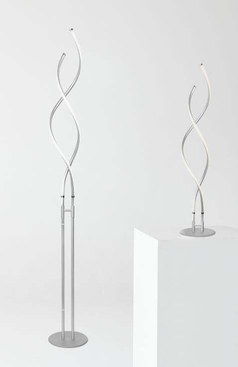 Embrace 60" LED Industrial 2-in-1 Table and Floor Lamp with Built-In Light Dimmer, Adjustable Height