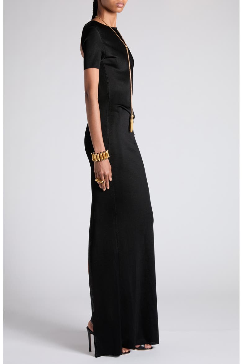 Open Back Double Knit Dress, Alternate, color, LB999 BLACK