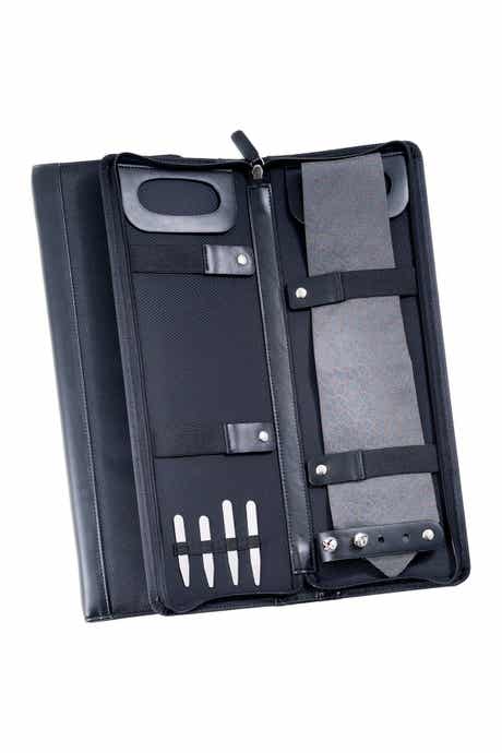 Bey-Berk Ballistic Black Nylon Travel Tie Case 5-Piece Set