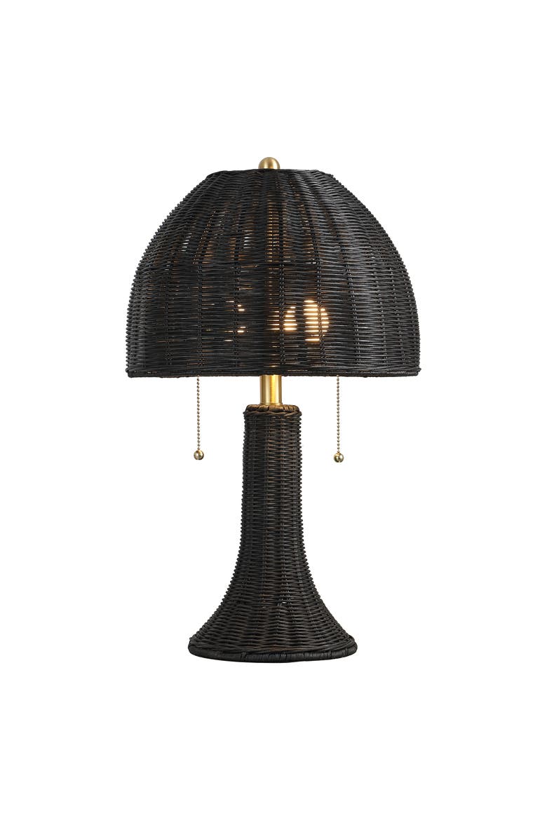 Joanie Bohemian Rustic Iron LED Table Lamp, Main, color, Black/Brass Gold