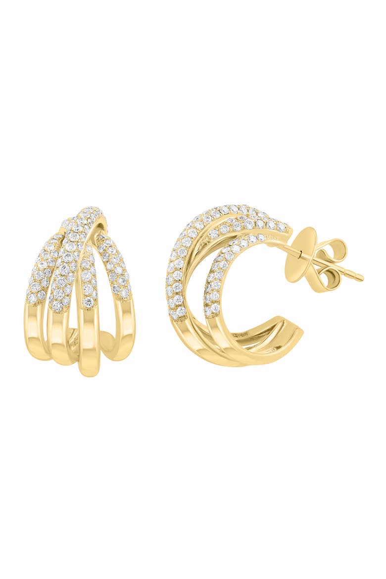 18K Rose Gold Diamond Pavé Hoop Earrings, Alternate, color, 18K Gold