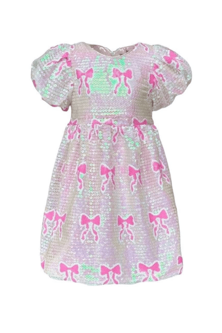 Sequin Bow Dress, Main, color, Pink