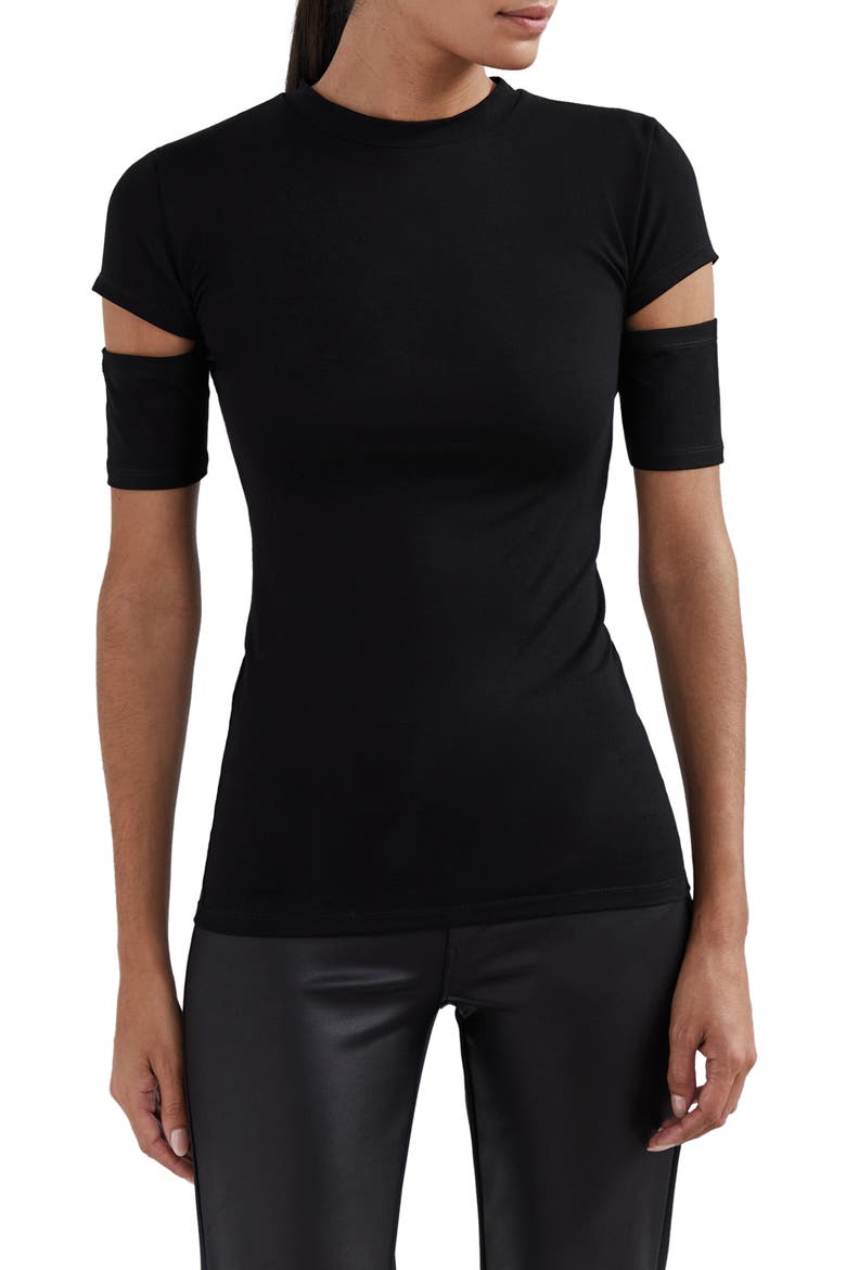 Esme Cutout Sleeve Top, Main, color, BLACK