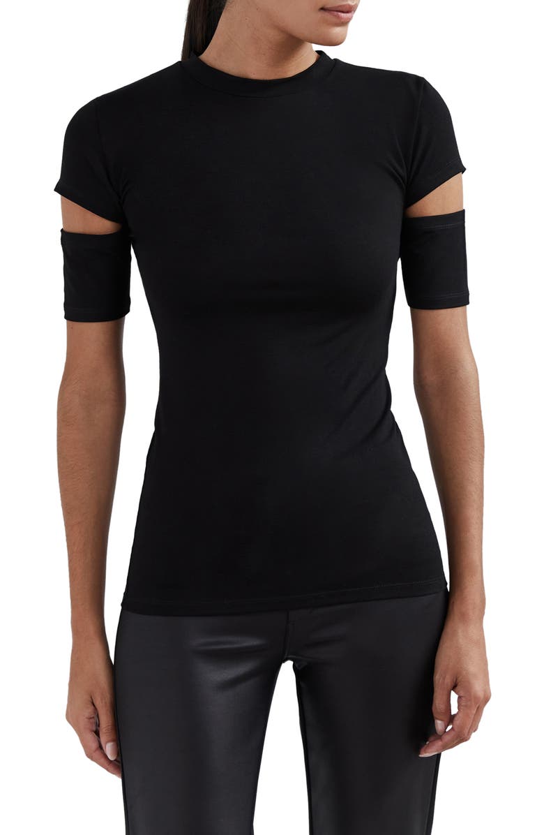 Marcella Esme Cutout Sleeve Top, Main, color, Black