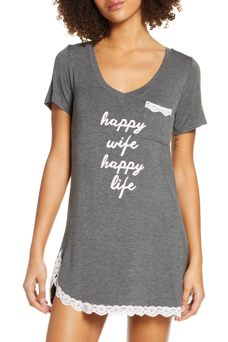 Intimates All American Sleep Shirt, Main, color, CHARCOAL HEATHER