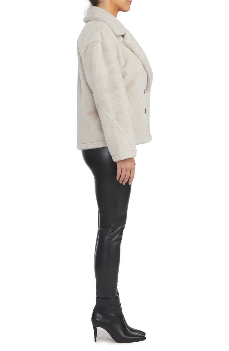 Badgley Mischka Collection Rollande Double Breasted Faux Fur Coat, Alternate, color, 