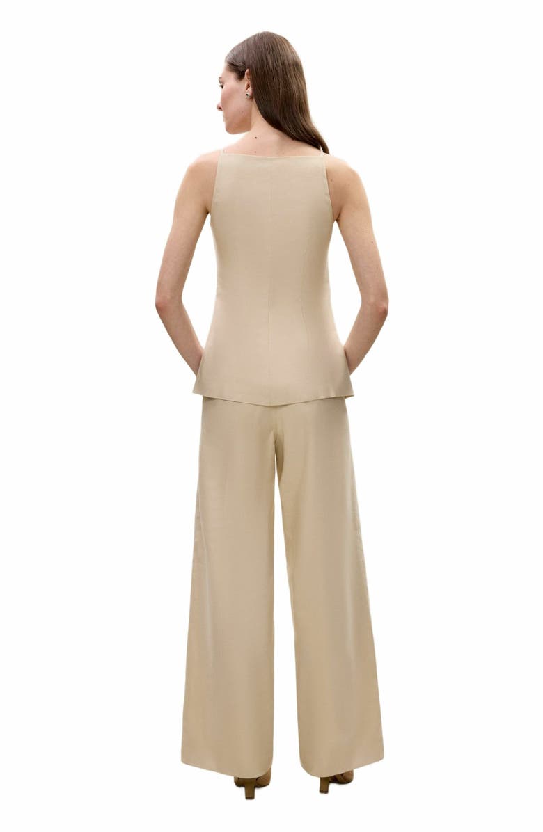 Rebecca Taylor Beatrice Stretch Linen Pant, Alternate, color, Sand
