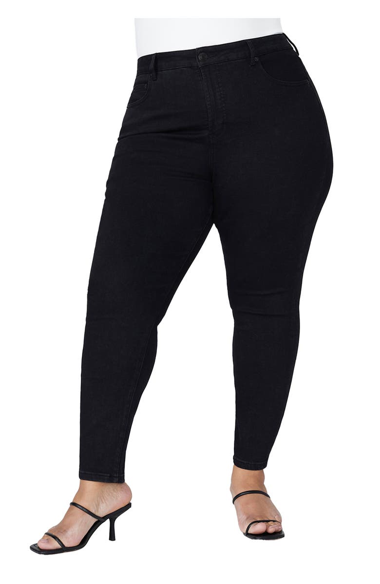 ELOQUII The Morgan Super Stretch Skinny Leg Jean, Main, color, Black Rinse