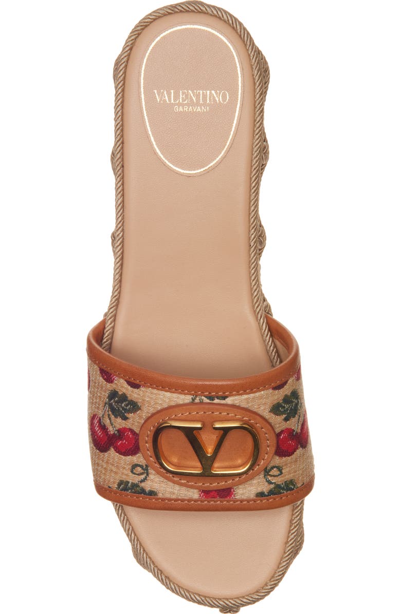 Valentino Garavani VLOGO Cherries Flatform Slide Sandal, Alternate, color, Naturale/ Rosso