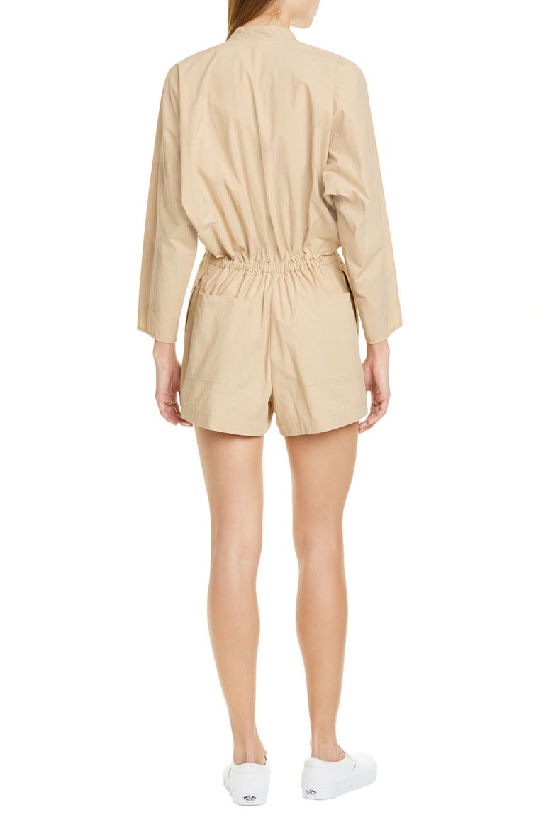 Penelope Long Sleeve Romper, Alternate, color, KHAKI