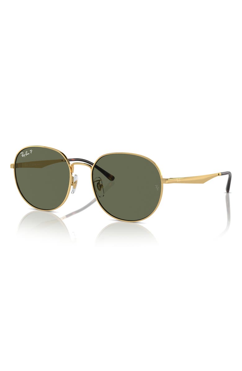 Ray-Ban 57mm Polarized Round Phantos Sunglasses, Alternate, color, Gold Flash