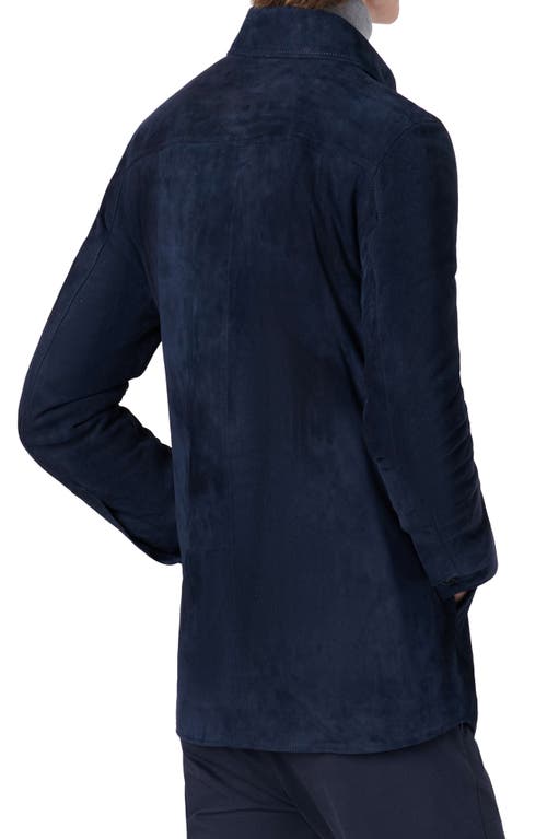 Bugatchi Suede Shirt Jacket In Blue