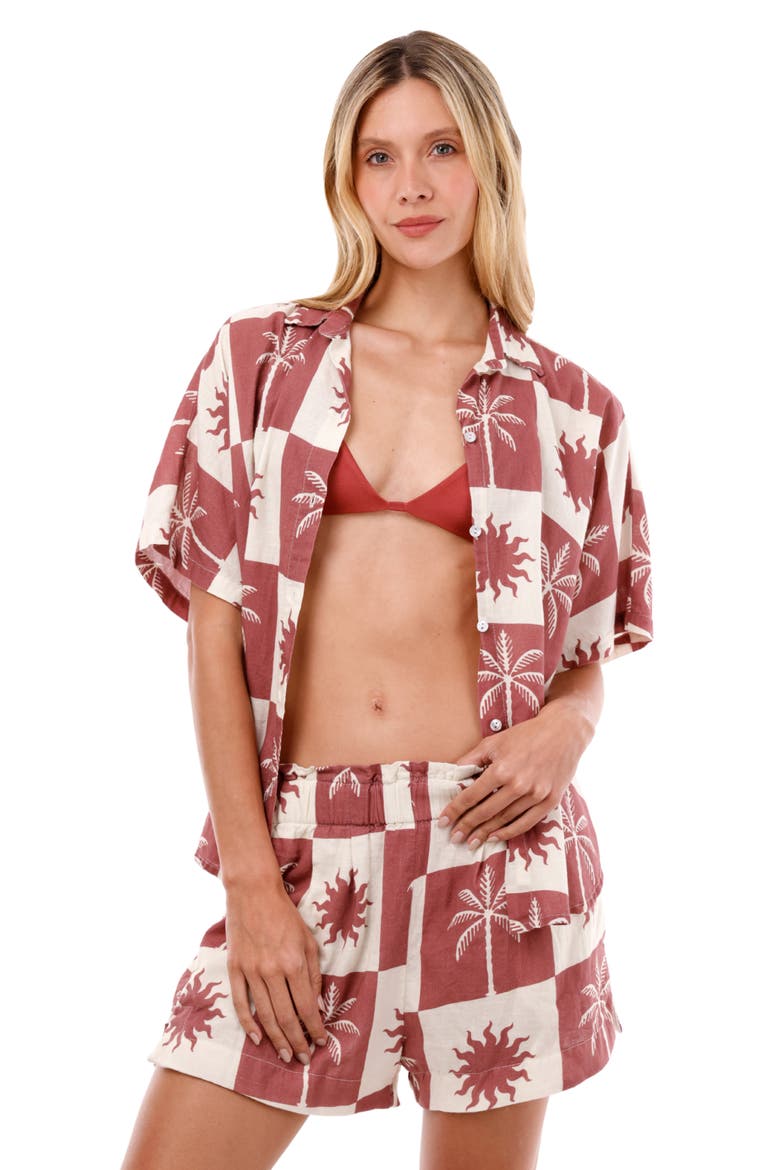 Sunrise Palm Twyla Cotton Cover-Up Shirt, Alternate, color, SUNRISE PALM