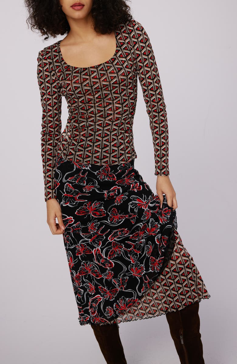 DVF Darlene Reversible A-Line Skirt, Alternate, color,