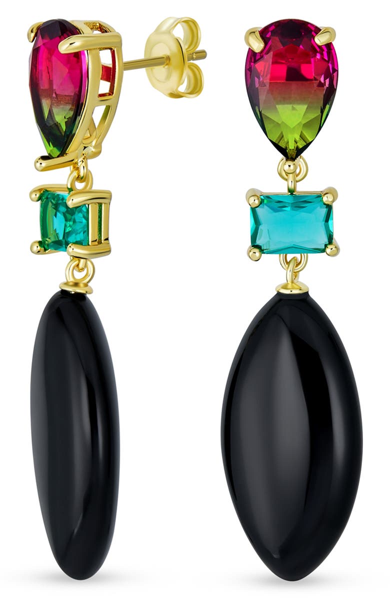 BLING JEWELRY Geometric Amazonite Teardrop Earrings, Main, color, 