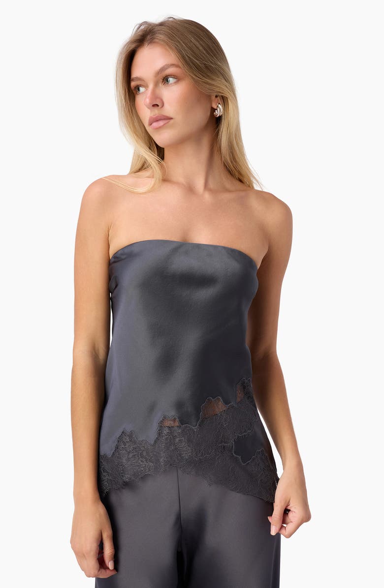CAMI NYC Odessa Lace Trim Strapless Silk Top, Alternate, color,