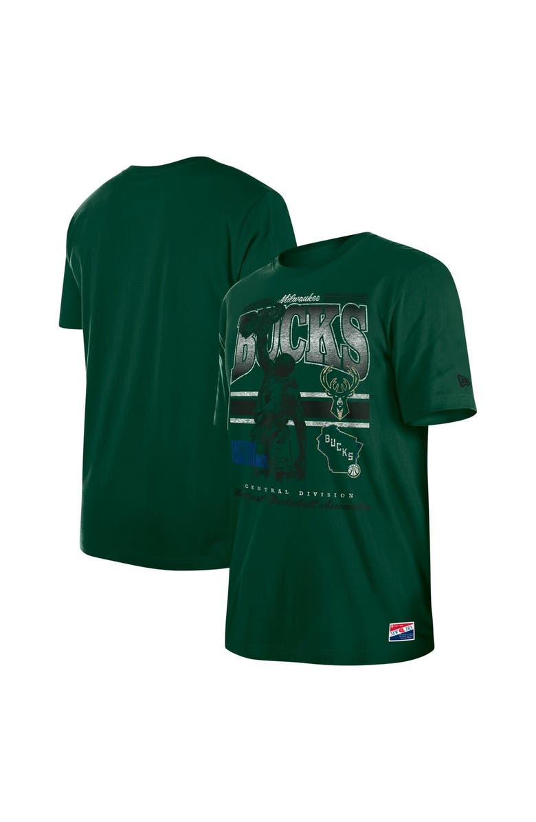 New Era Men's New Era Hunter Green Milwaukee Bucks Enzyme Wash Oversized T-Shirt, Main, color, Hunter Green