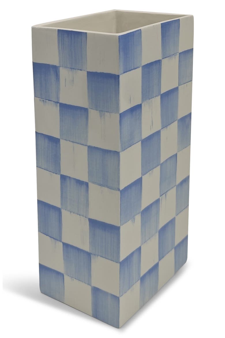 Sky Check Pillar Vase, Main, color, BLUE
