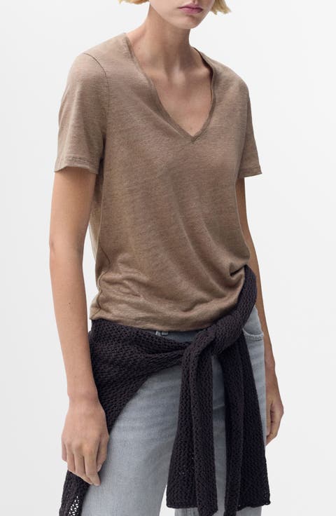 V-Neck Linen T-Shirt