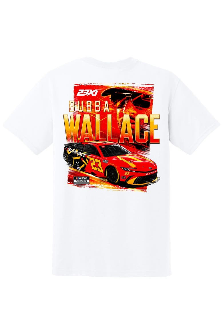 Men's 23XI Racing White Bubba Wallace McDonald's Car T-Shirt, Alternate, color, White