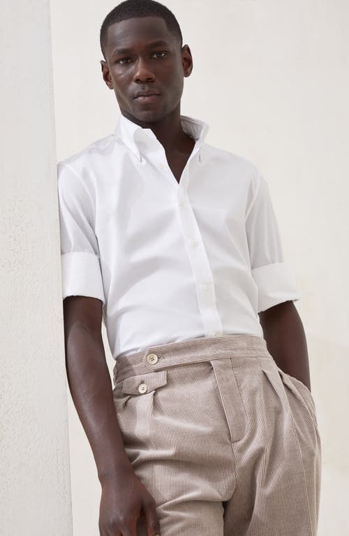 Brunello Cucinelli Men's Basic Fit Solid Sport Shirt With Button-down Collar In White