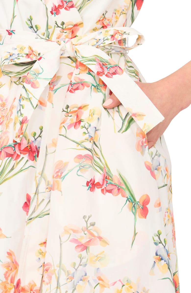 Ted Baker Aubree Floral Wrap Front Midi Dress, Alternate, color, Ultra White