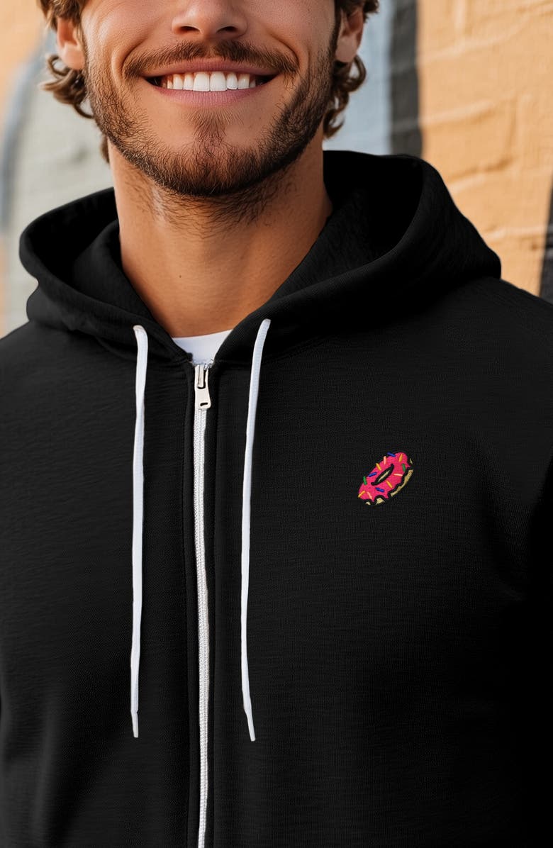 Dalix Donut Zip Hoodie, Alternate, color, Black